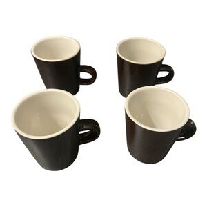 Crate & Barrel Brown Espresso Cups Set 4 Demitasse